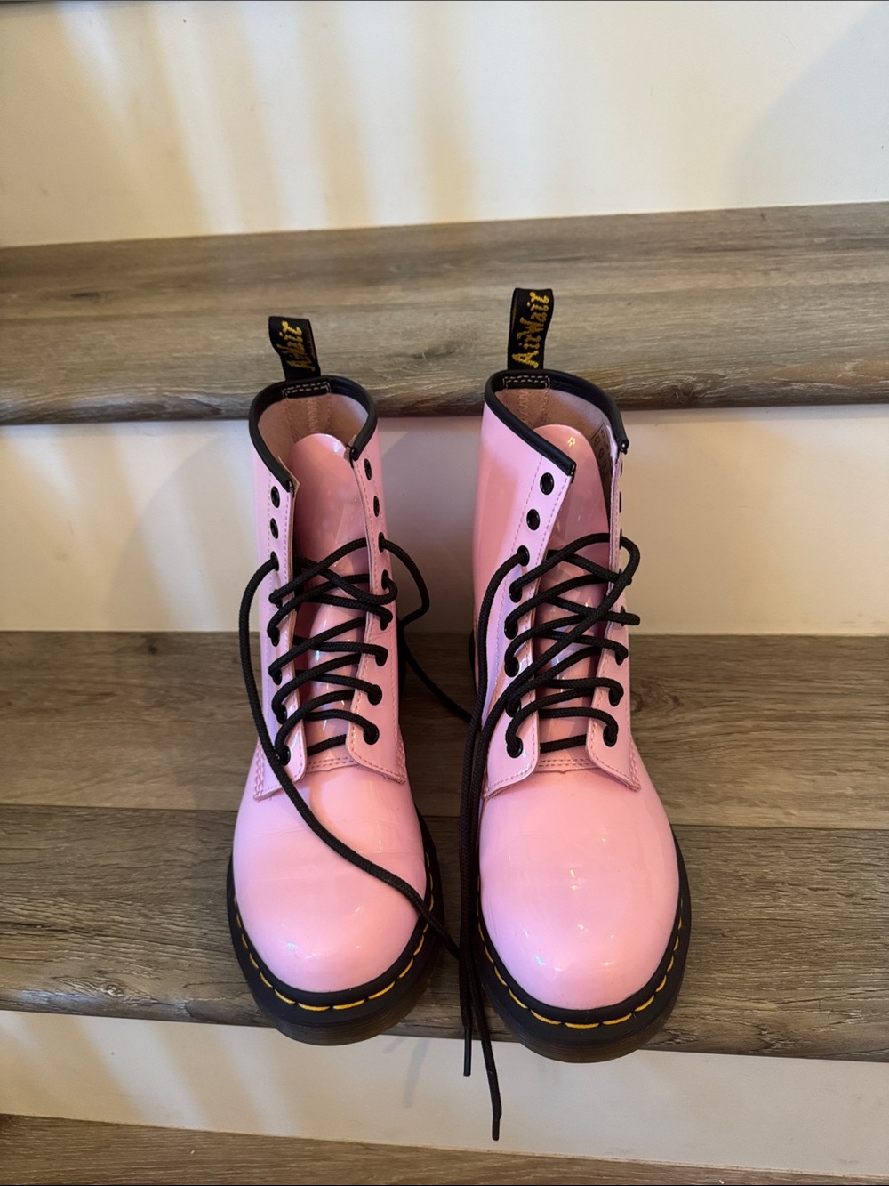 Dr. Martens Pink Patent 1460 Lace-Up Combat Boots - Picture 6 of 8